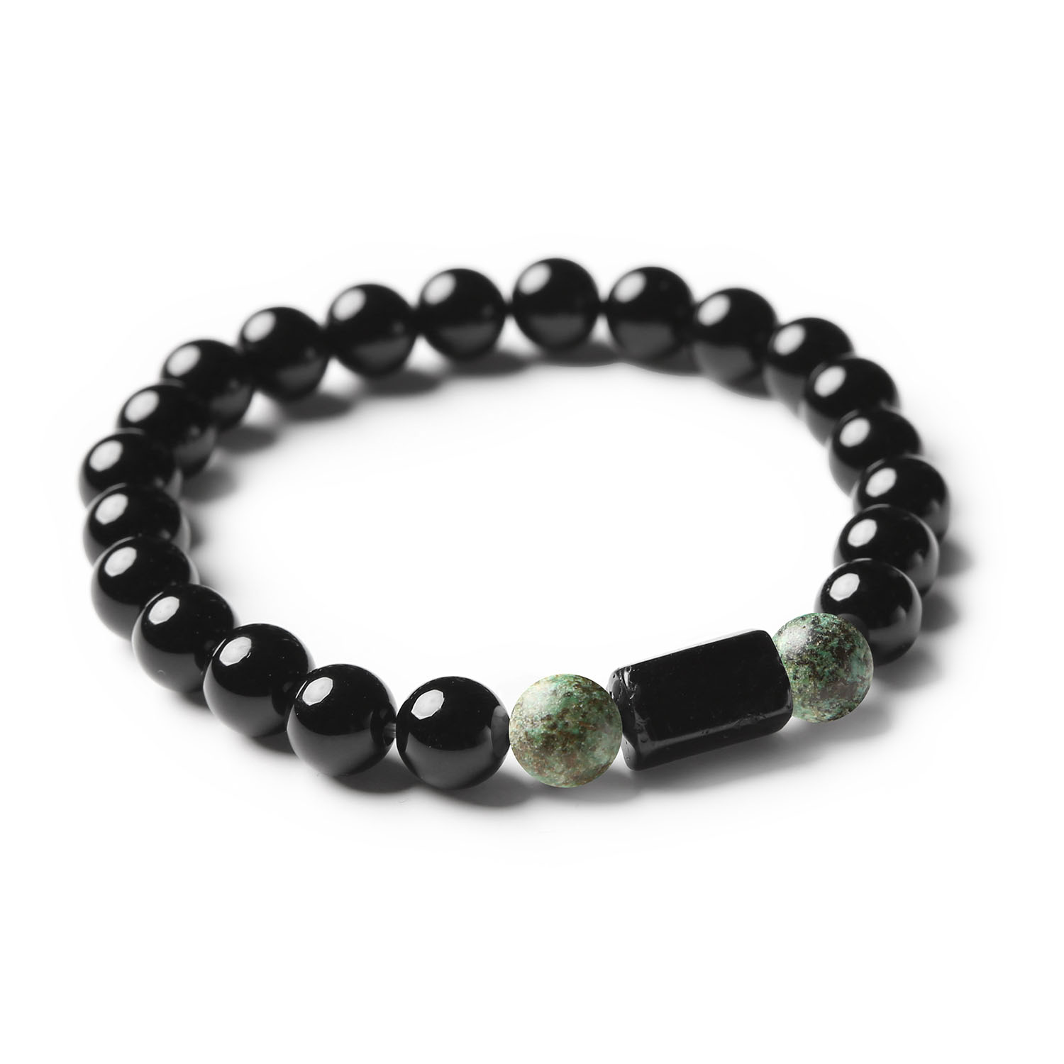 Bransoletka z naturalnych kamieni: turkus afrykański, turmalin i onyks – odkryj swoją niepowtarzalność dzięki tej wyjątkowej kompozycji z kolekcji Arsil.