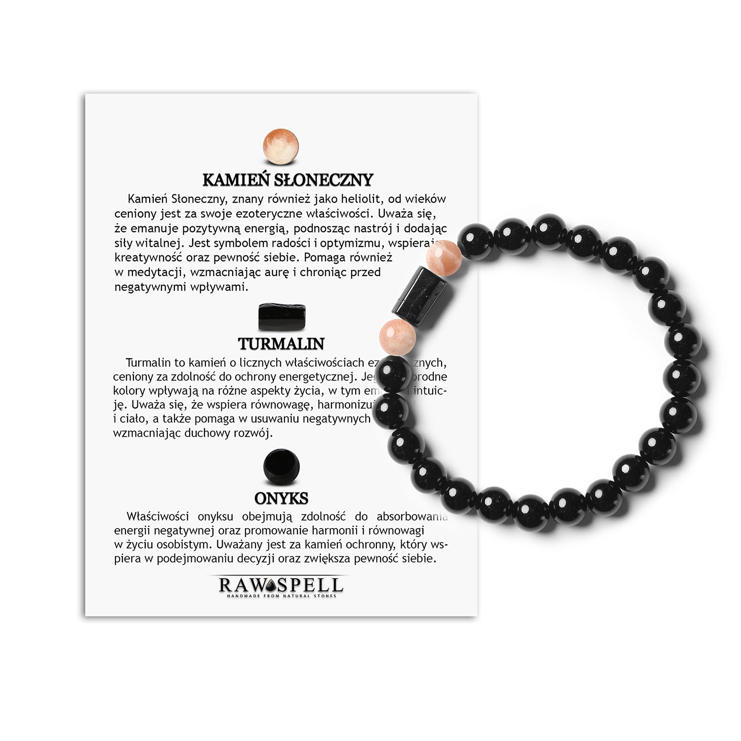 Bransoletka Naturalna - Kamień Słoneczny, Turmalin, Onyks Inspiracje z Kolekcji Arsil Unikalna bransoletka z Kamienia Słonecznego, Turmalinu i Onyksu – harmonia stylu i energii z kolekcji Arsil.