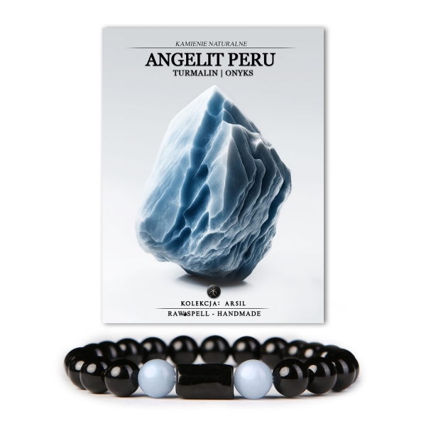 Elegancka bransoletka Arsil stworzona z angelitu Peru, turmalinu i onksu.
