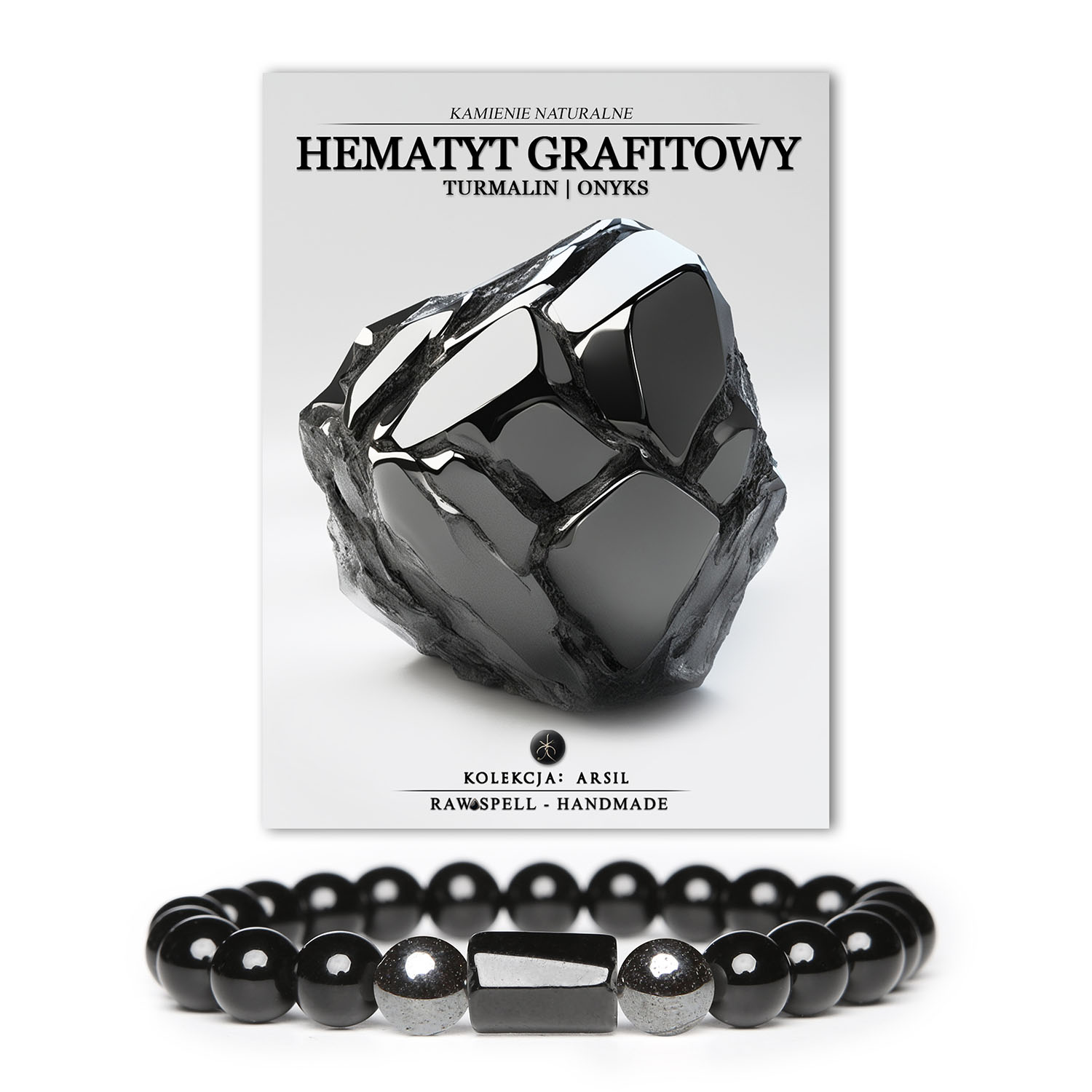 Unikalna bransoletka z Hematytu Grafitowego, Turmalinu i Onyksu – odkryj siłę oraz urodę w kolekcji Arsil.
