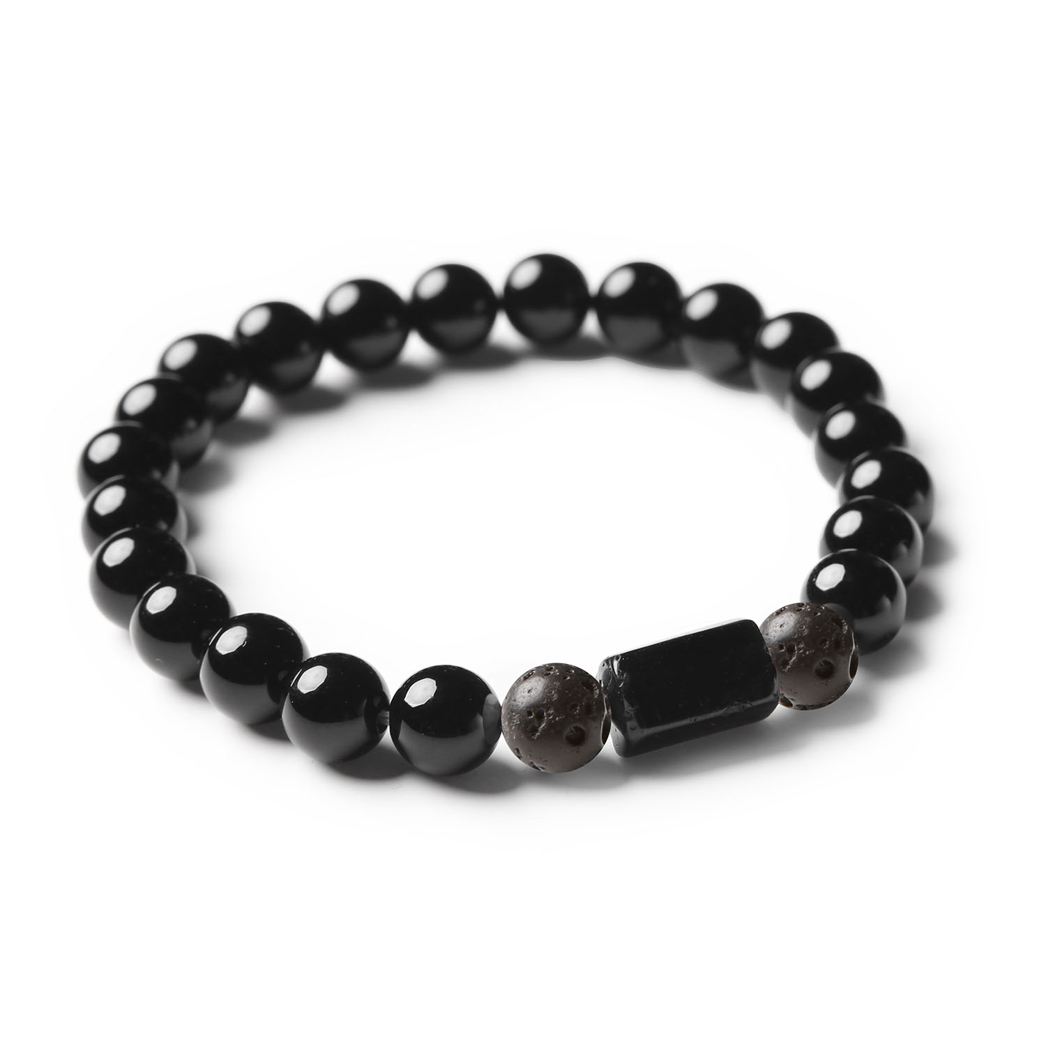 Stylowa bransoletka z naturalnych kamieni: Lawa Wulkaniczna, Turmalin oraz Onyks – moc i piękno w kolekcji Arsil.