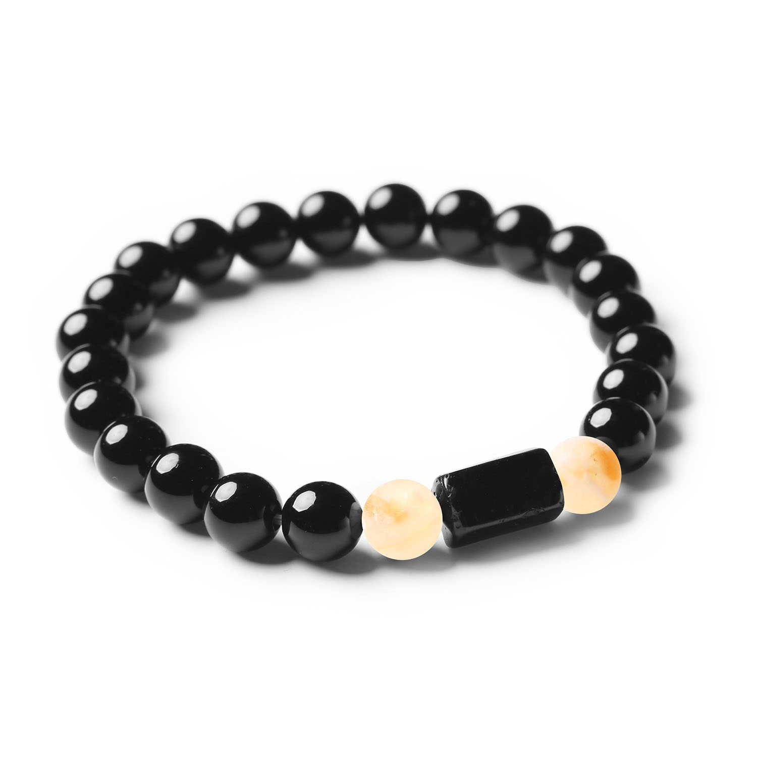 Elegancka bransoletka z kolekcji Arsil z cytrynu cieniowanego, turmalinu i onyksu, idealna na każdą okazję.