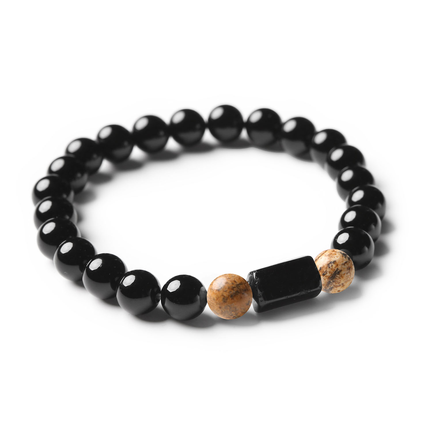 Stylowa bransoletka Arsil z jaspisem obrazkowym, turmalinem i onyksami, która dodaje wyjątkowego charakteru każdej stylizacji.