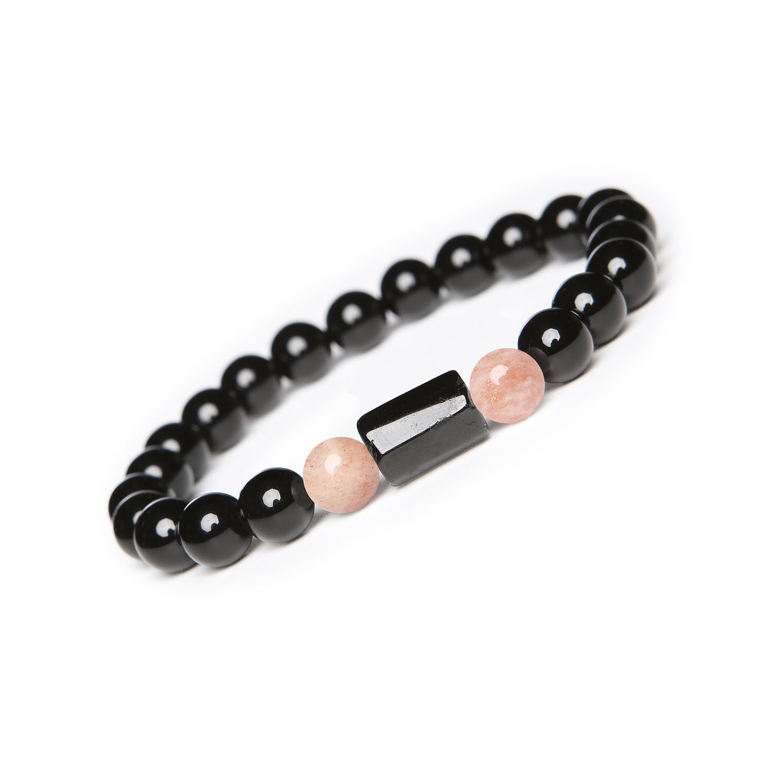 Bransoletka z Kamieni Naturalnych – Kamień Słoneczny, Turmalin, Onyks. Kolekcja Arsil Elegancka bransoletka z naturalnych kamieni: Kamień Słoneczny, Turmalin i Onyks – wyjątkowy dodatek z kolekcji Arsil.