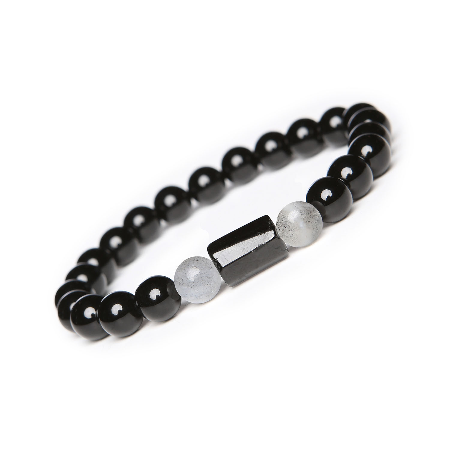 Bransoletka z Kamieni Naturalnych – Labradoryt, Turmalin, Onyks. Kolekcja Arsil Stylowa bransoletka z kamieni naturalnych - Labradoryt, Turmalin oraz Onyks, kolekcja Arsil.