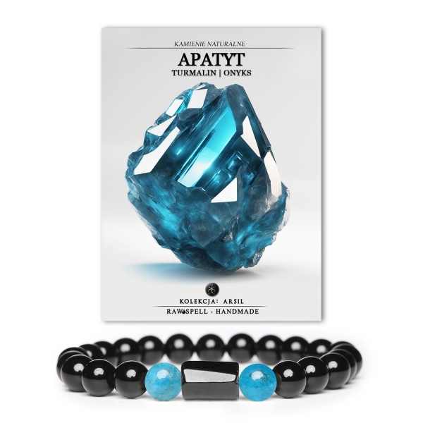 Zjawiskowa bransoletka z Apatytu, Turmalinu i Onyksu – energetyczna harmonia w kolekcji Arsil.