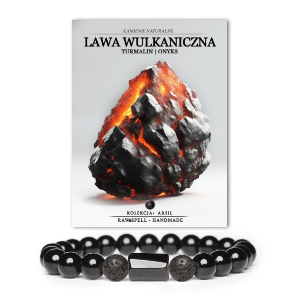 Bransoletka z Lawy Wulkanicznej, Turmalinu i Onyksu – ognista elegancja w kolekcji Arsil.