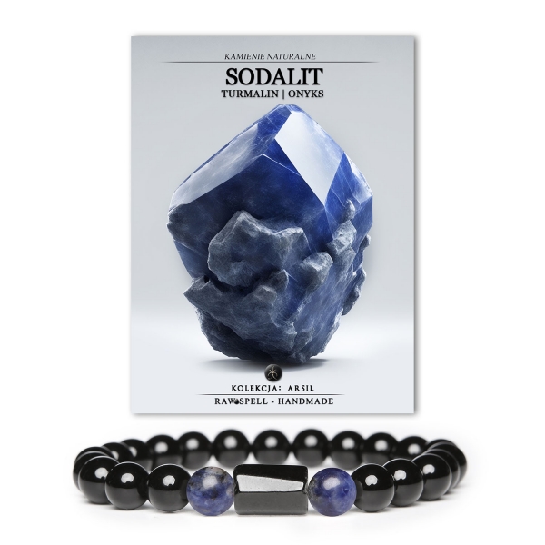 Bransoletka z naturalnych kamieni: Sodalit, Turmalin i Onyks – harmonijne połączenie w kolekcji Arsi.