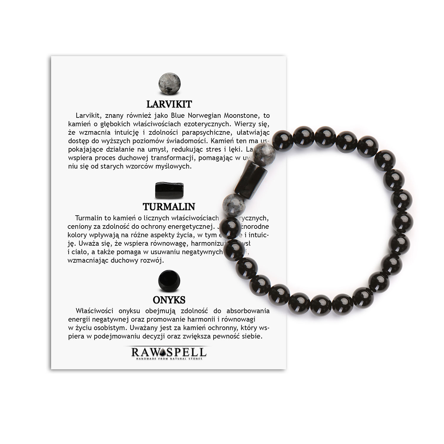 Odkryj Magię Natury Bransoletka z Larvikitu, Turmalinu i Onyksu Kolekcja Arsil Bransoletka Arsil z niezwykłym larvikitem, turmalinem i onyksami – naturalne połączenie elegancji i klasy, które przyciąga wzrok.