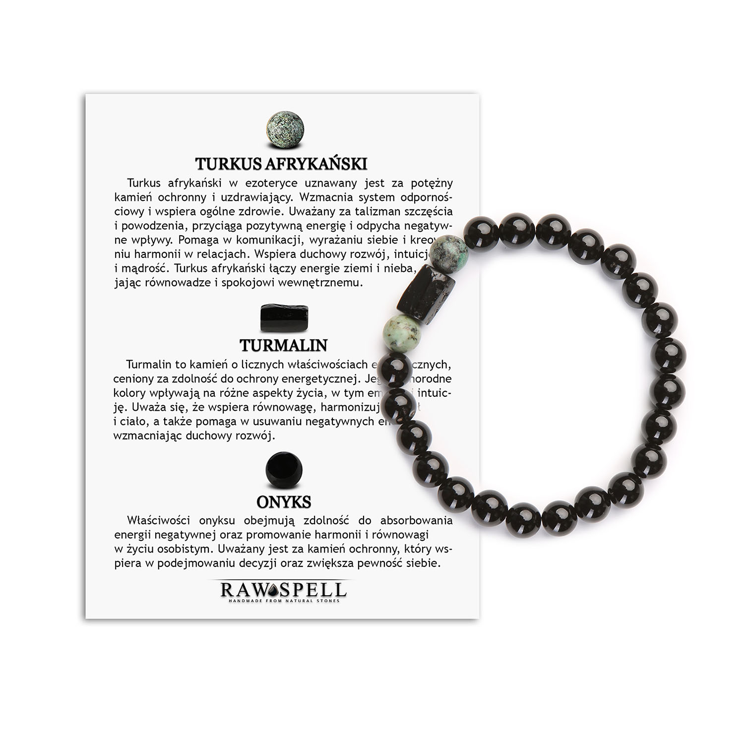 Zanurz się w Naturze Bransoletka z Turkusu, Turmalinu i Onyksu - Kolekcja Arsil Bransoletka Arsil z zachwycającym turkusem afrykańskim, energetycznym turmalinem i eleganckim onyksiem – kolorowa mozaika natury na Twoim nadgarstku.