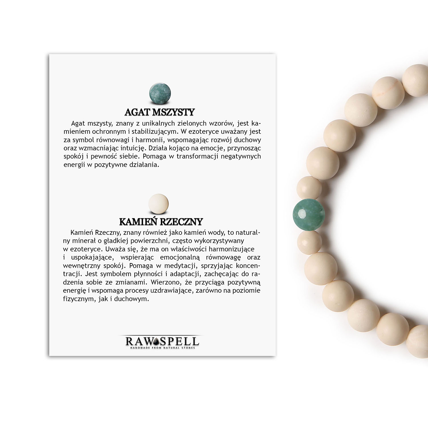 Binthe Bracelet - Agat Mszysty & Kamień Rzeczny Damski i Męski styl w jednym Stylowa bransoletka z kolekcji Binthe, ozdobiona agatami mszystymi i kamieniami rzecznymi, dostępna dla kobiet i mężczyzn.