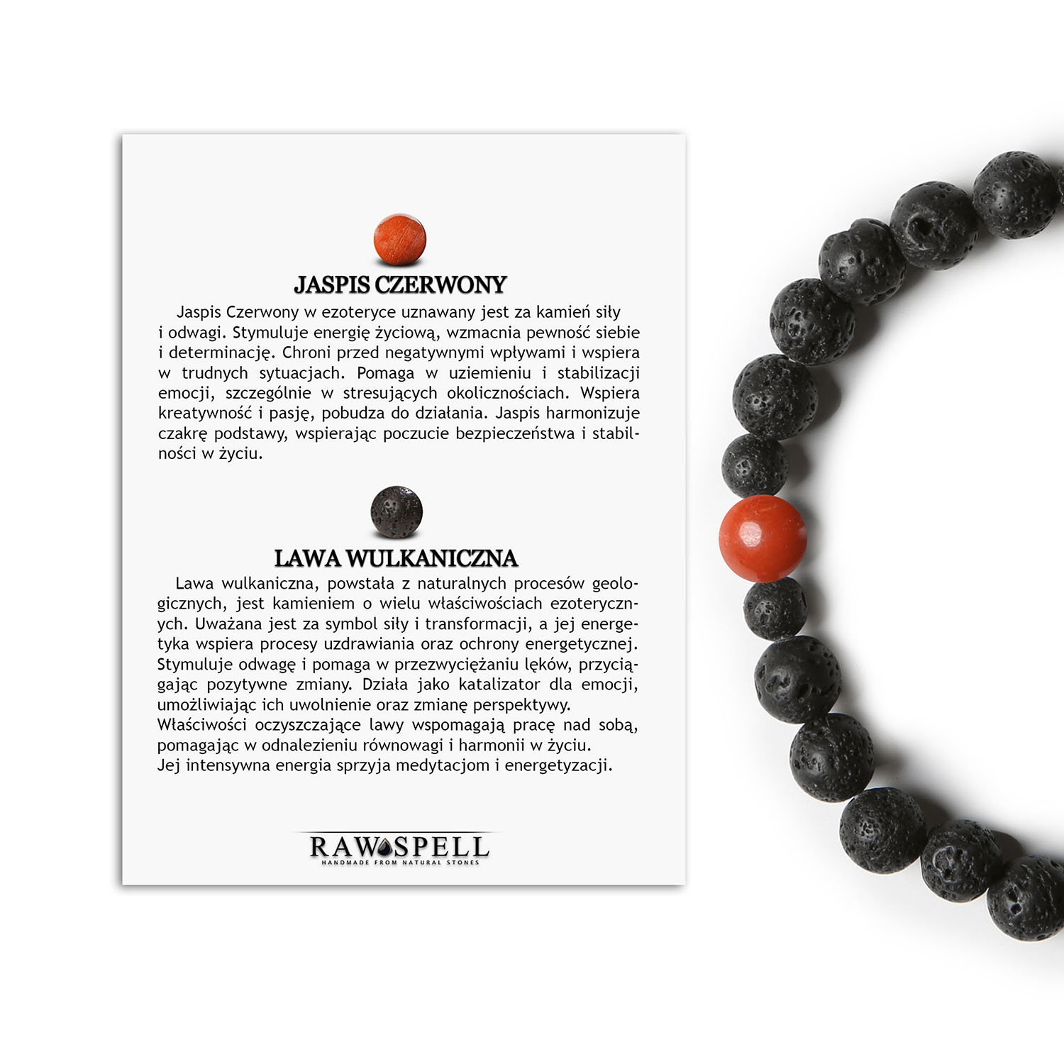 Binthe Bransoletka z Jaspisem Czerwonym oraz Lawą Wulkaniczną – Modny Wybór dla Każdego Stylowa bransoletka z kolekcji Binthe, wykonana z jaspisu czerwonego i lawy wulkanicznej, idealna dla kobiet i mężczyzn.