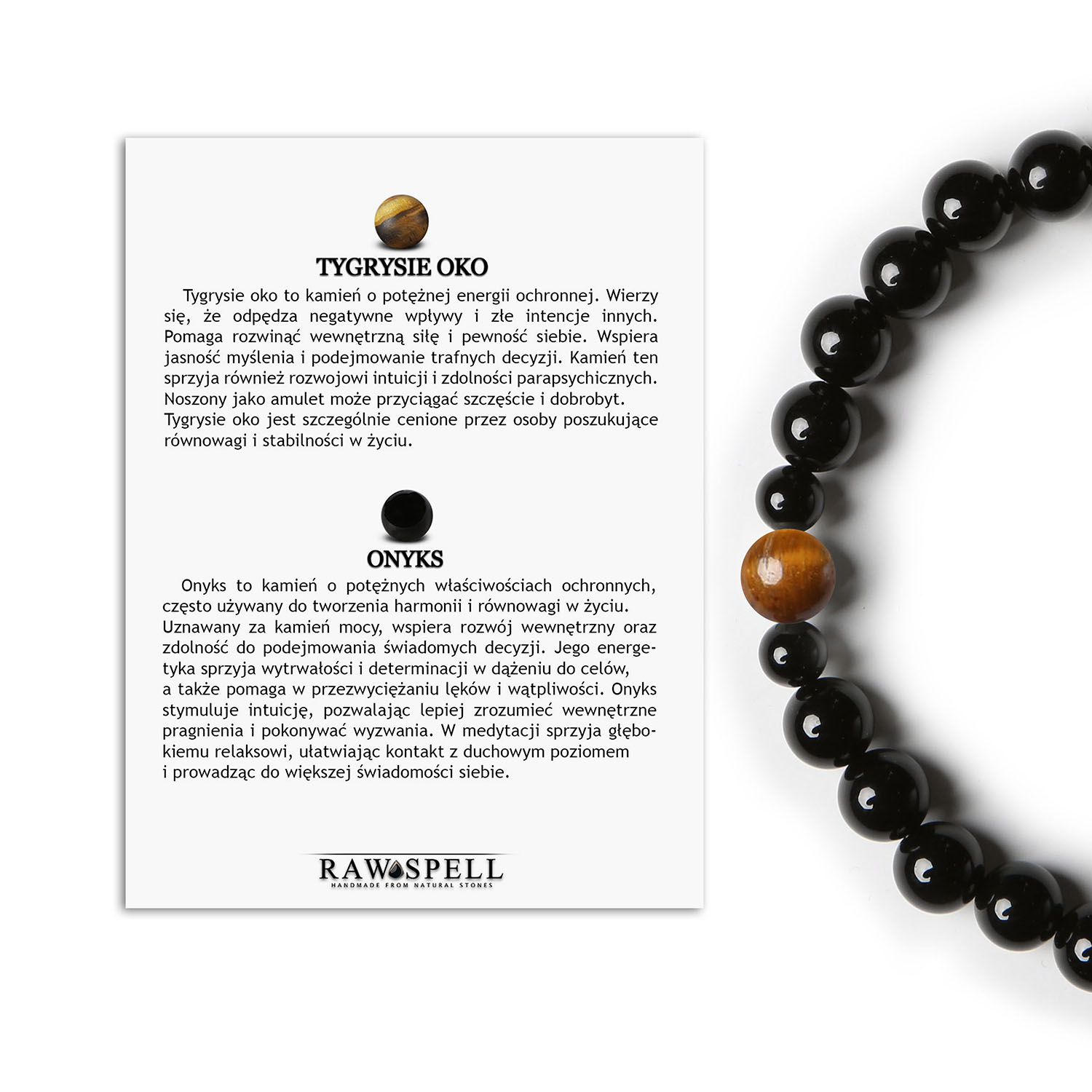 Binthe Collection Bransoletka z Tygrysim Okiem i Onyksu – Unisex Style Bransoletka z kolekcji Binthe wykonana z tygrysiego oka i onyksu, unisex - dla mężczyzn i kobiet.