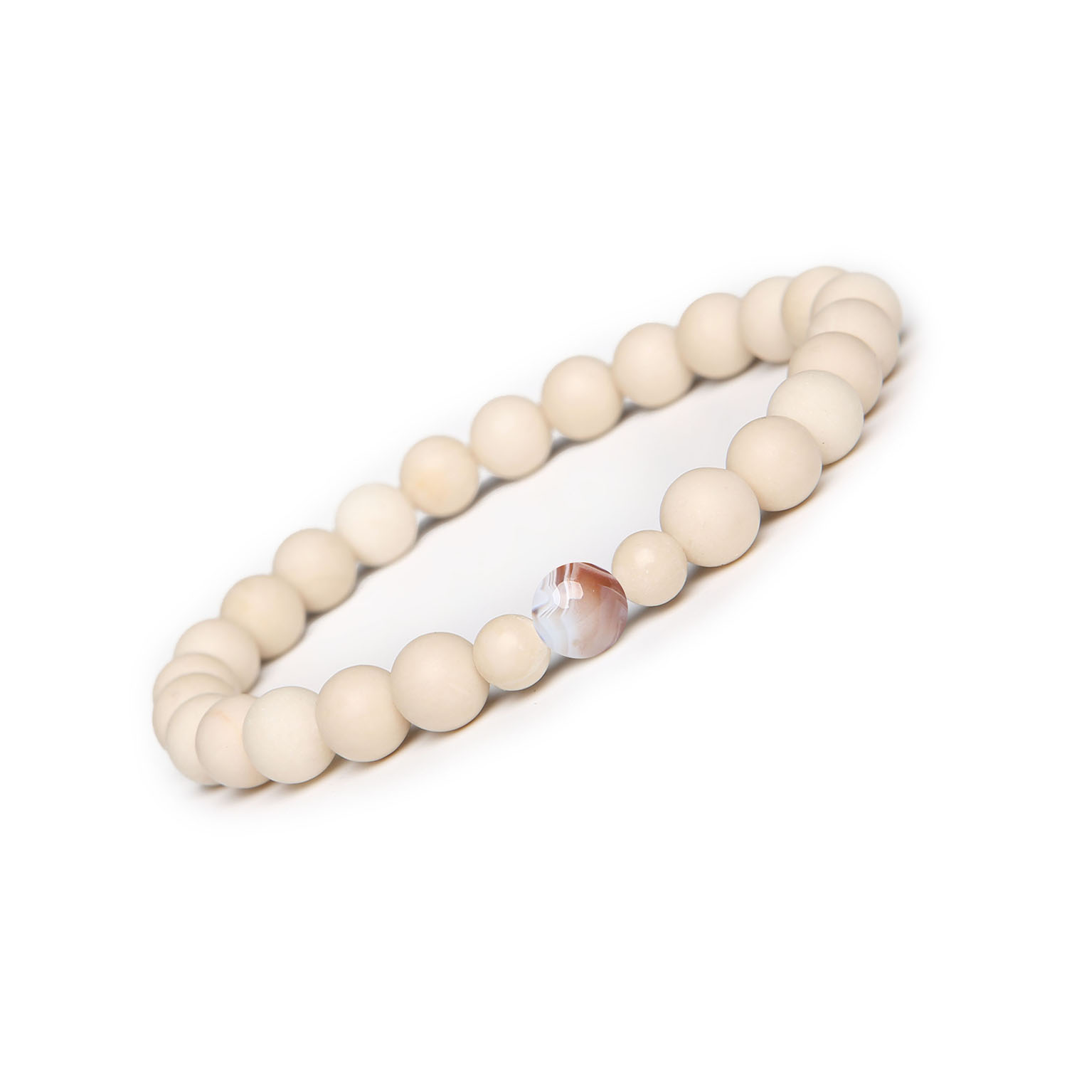 Binthe Collection - Bransoletka z agatem z Botswany, idealna dla kobiet i mężczyzn Elegancka bransoletka Binthe z naturalnymi agatami Botswana i kamieniami rzecznymi, idealna zarówno dla kobiet, jak i mężczyzn.