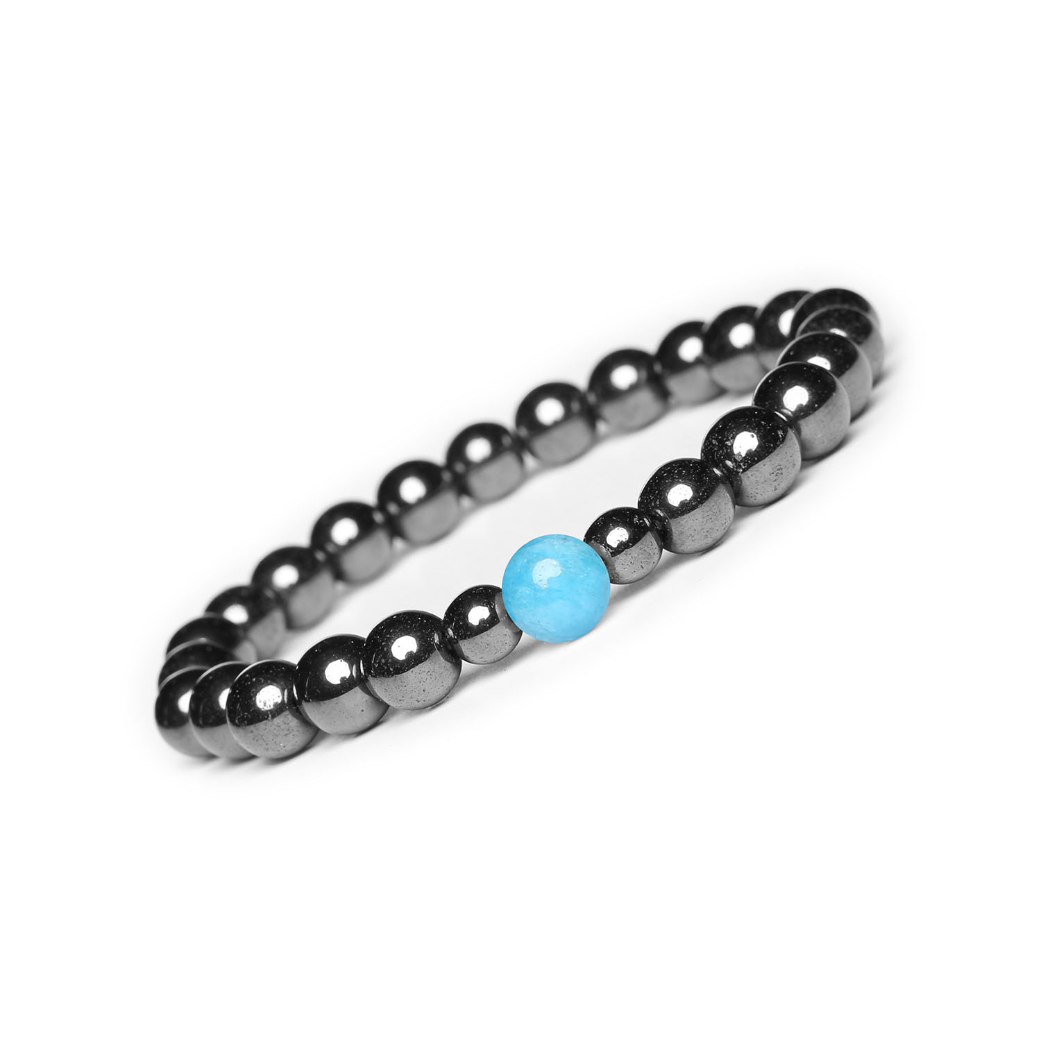 Bransoletka Binthe Apatyt i hematyt grafitowy, naturalne kamienie dla niej i dla niego Bransoletka Binthe z hematytem grafitowym i apatytami – doskonały wybór dla osób szukających eleganckiej biżuterii unisex.