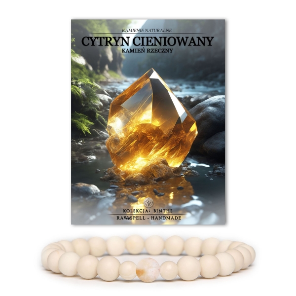 Stylowa bransoletka unisex z kolekcji Binthe, wykonana z cieniowanego cytrynu i kamienia rzecznego.