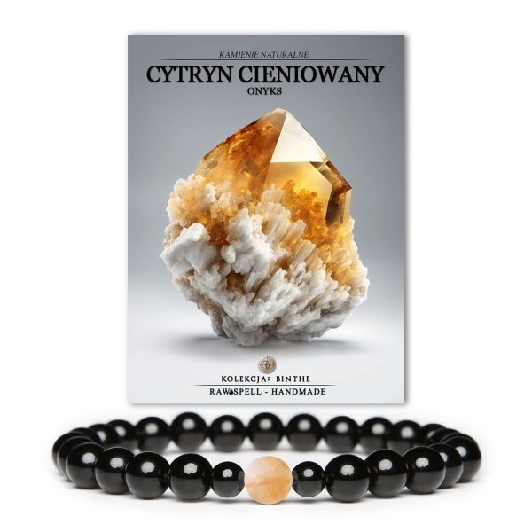 Damska i męska bransoletka z kolekcji Binthe, ozdobiona cieniowanym cytrynem oraz onyksowymi akcentami.