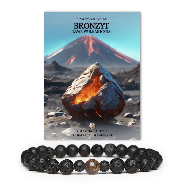 Bransoletka unisex z kolekcji Binthe, stworzona z bronzytu i lawy wulkanicznej - oryginalny akcent dla każdej stylizacji.