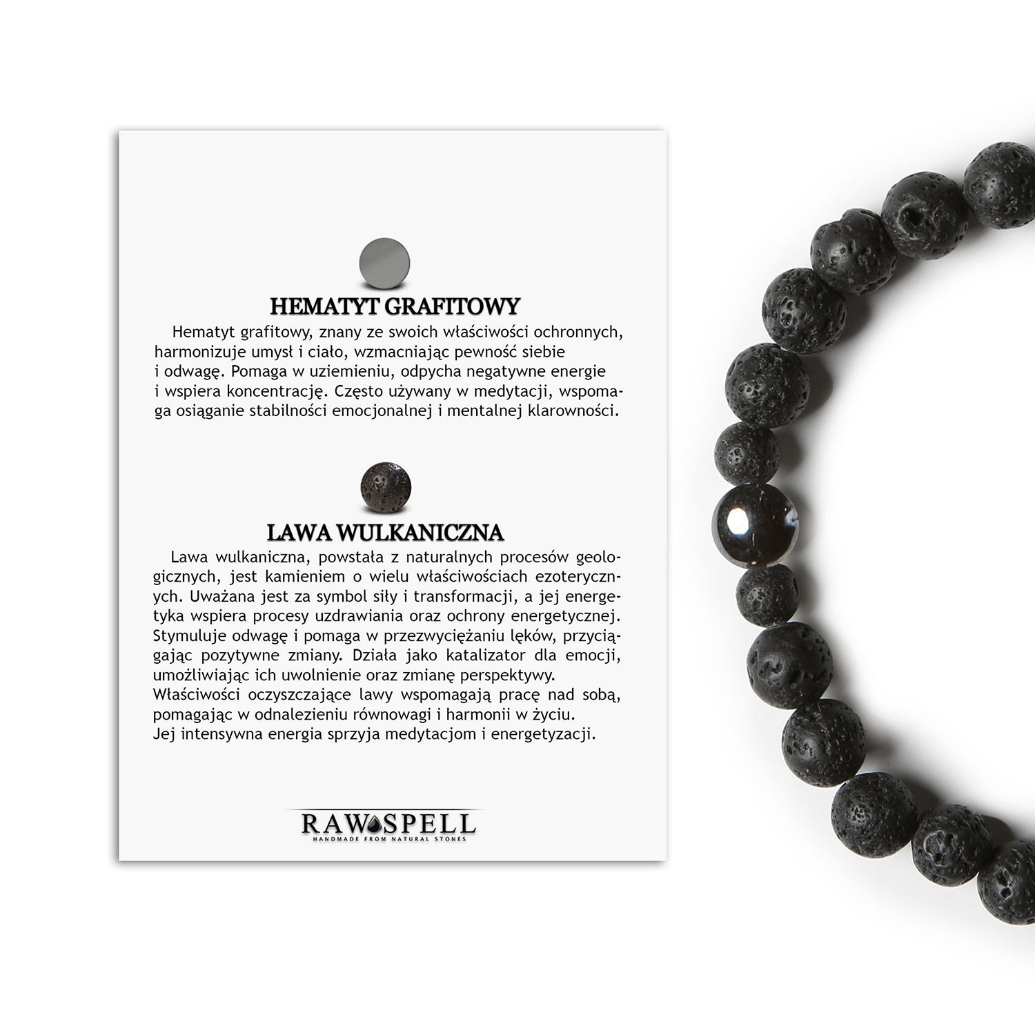 Bransoletka Binthe Hematyt i Lawa Wulkaniczna Idealna dla kobiet i mężczyzn Stylowa bransoletka Binthe, łącząca hematyt grafitowy i lawo wulkaniczną, idealna dla kobiet i mężczyzn.