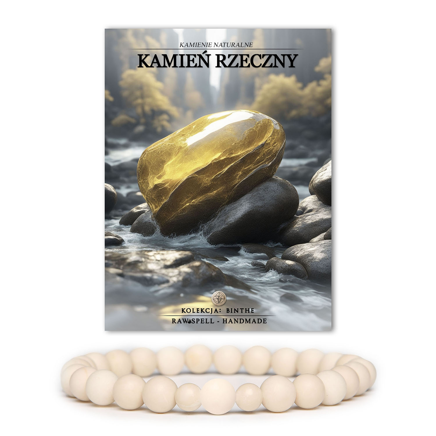 Bransoletka z kolekcji Binthe z naturalnych kamieni, w tym dwóch kamieni rzecznych, przeznaczona dla kobiet i mężczyzn.