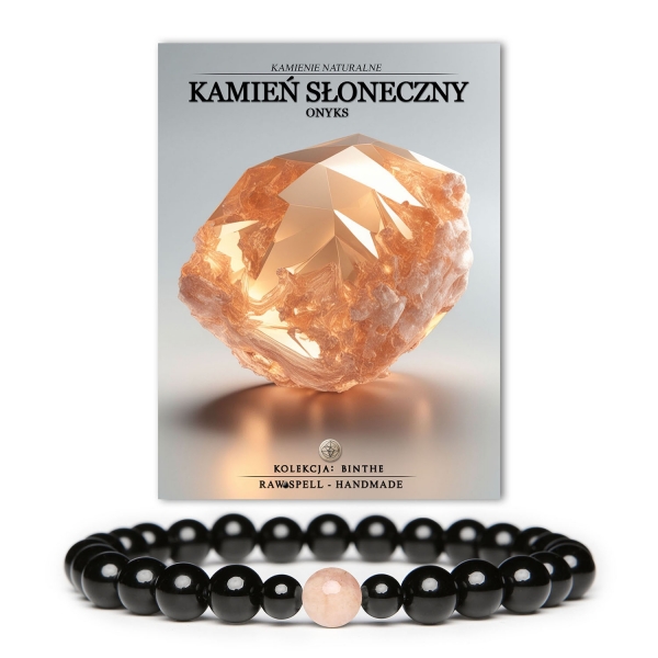 Unikalna bransoletka Binthe z Kamieniem Słonecznym i Onyksu, przeznaczona dla kobiet i mężczyzn ceniących sobie styl.