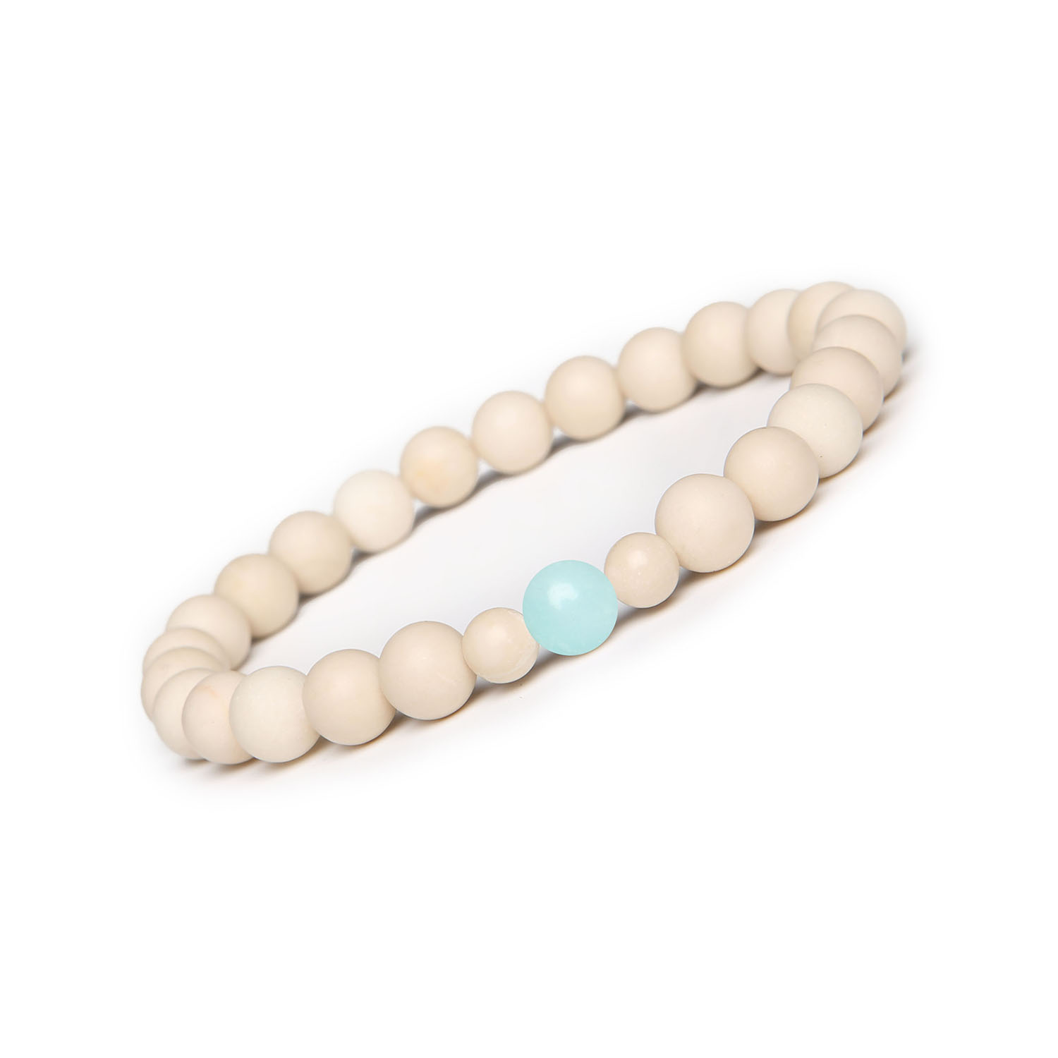 Bransoletka Binthe Połączenie jasnego amazonitu i kamienia rzecznego. Modny wybór dla kobiet i mężczyzn! Stylowa bransoletka Binthe z naturalnych kamieni: jasnego amazonitu i kamienia rzecznego, idealna dla kobiet i mężczyzn.