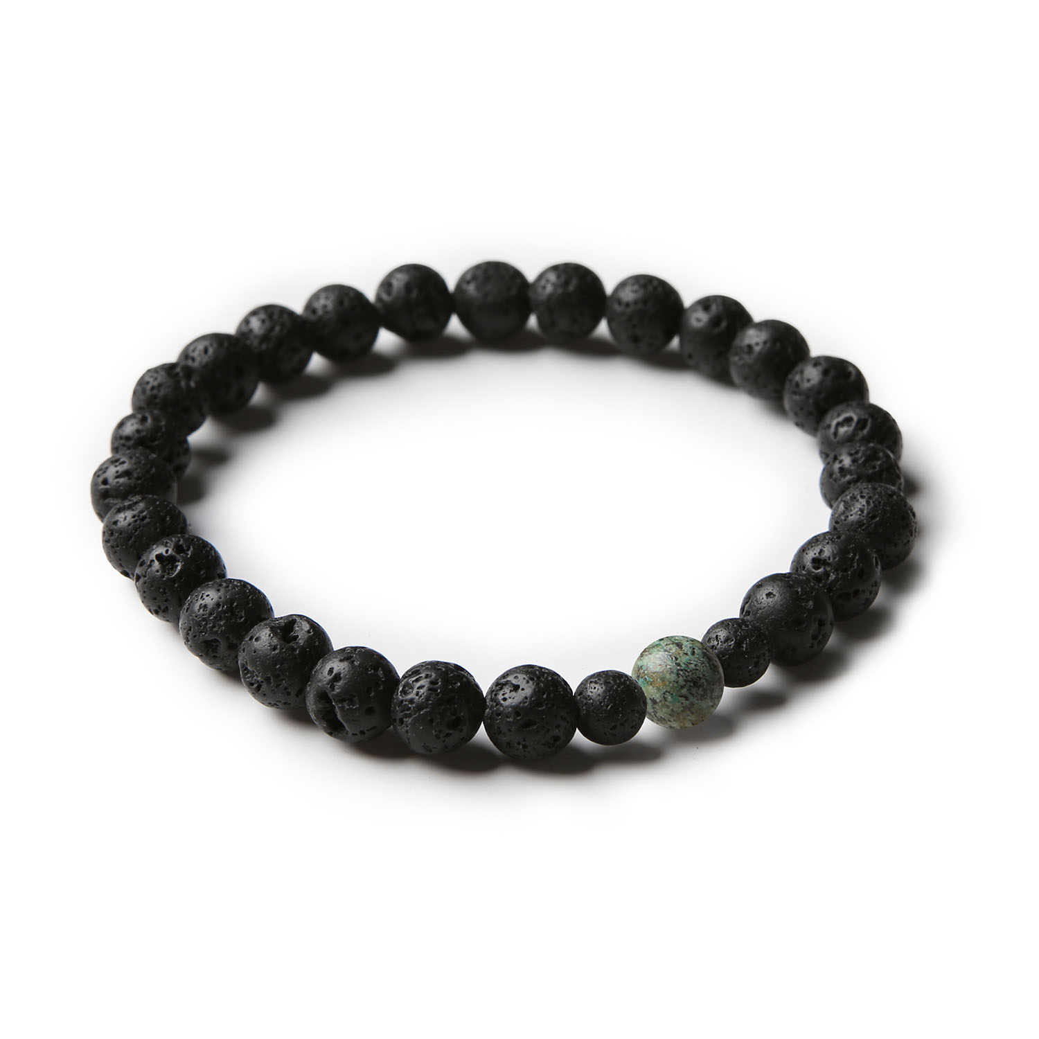 Elegancka bransoletka z lawy wulkanicznej i turkusu afrykańskiego z kolekcji Binthe, dostępna dla pań i panów.