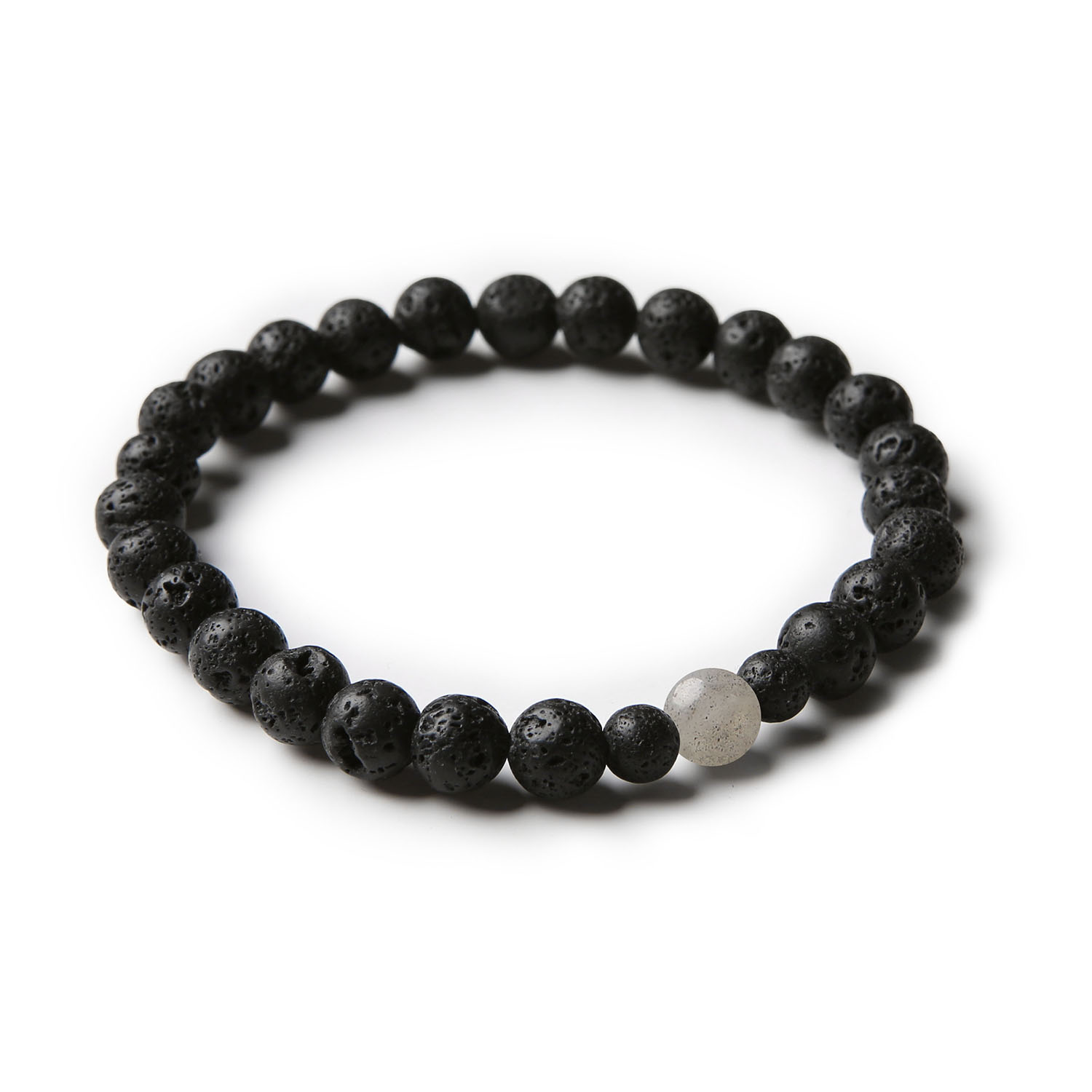 Bransoletka z kolekcji Binthe z unikalnym połączeniem labradorytu i lawy wulkanicznej - unisex.