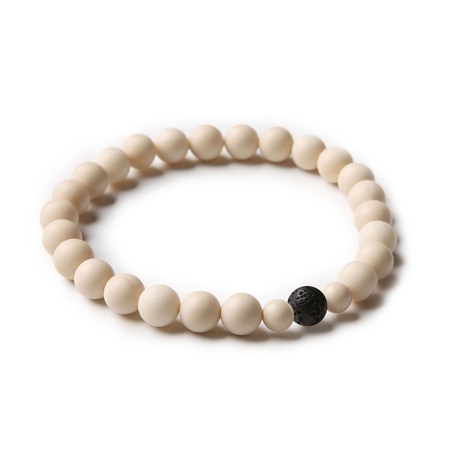 Stylowa bransoletka Binthe z naturalnymi kamieniami - lawa wulkaniczna i kamień rzeczny, idealna dla kobiet i mężczyzn.