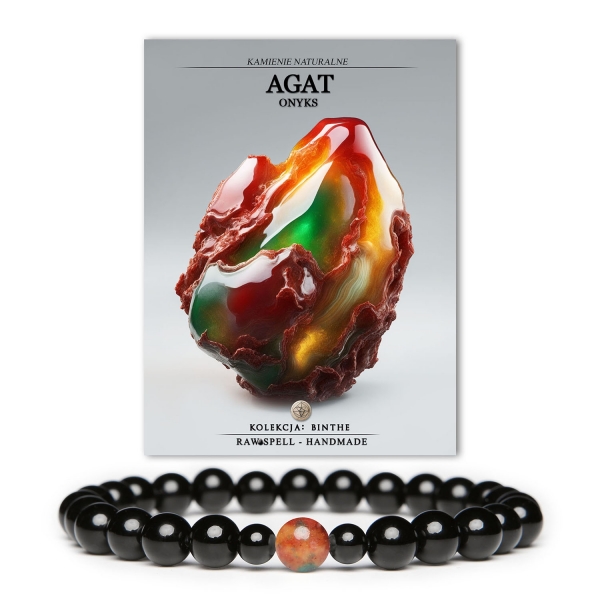 Bransoletka damska i męska z kolekcji Binthe, wykonana z agatu i onyksu.