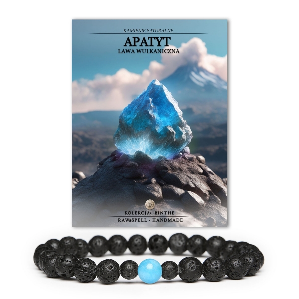 Bransoletka unisex z kolekcji Binthe, ozdobiona ametystami i lawą wulkaniczną, łącząca nowoczesny design z naturalnym pięknem.