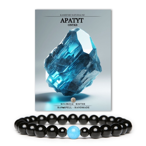 Modna bransoletka z kolekcji Binthe, wykonana z apatytu i onyksu, idealna dla każdego, kto ceni oryginalny styl.