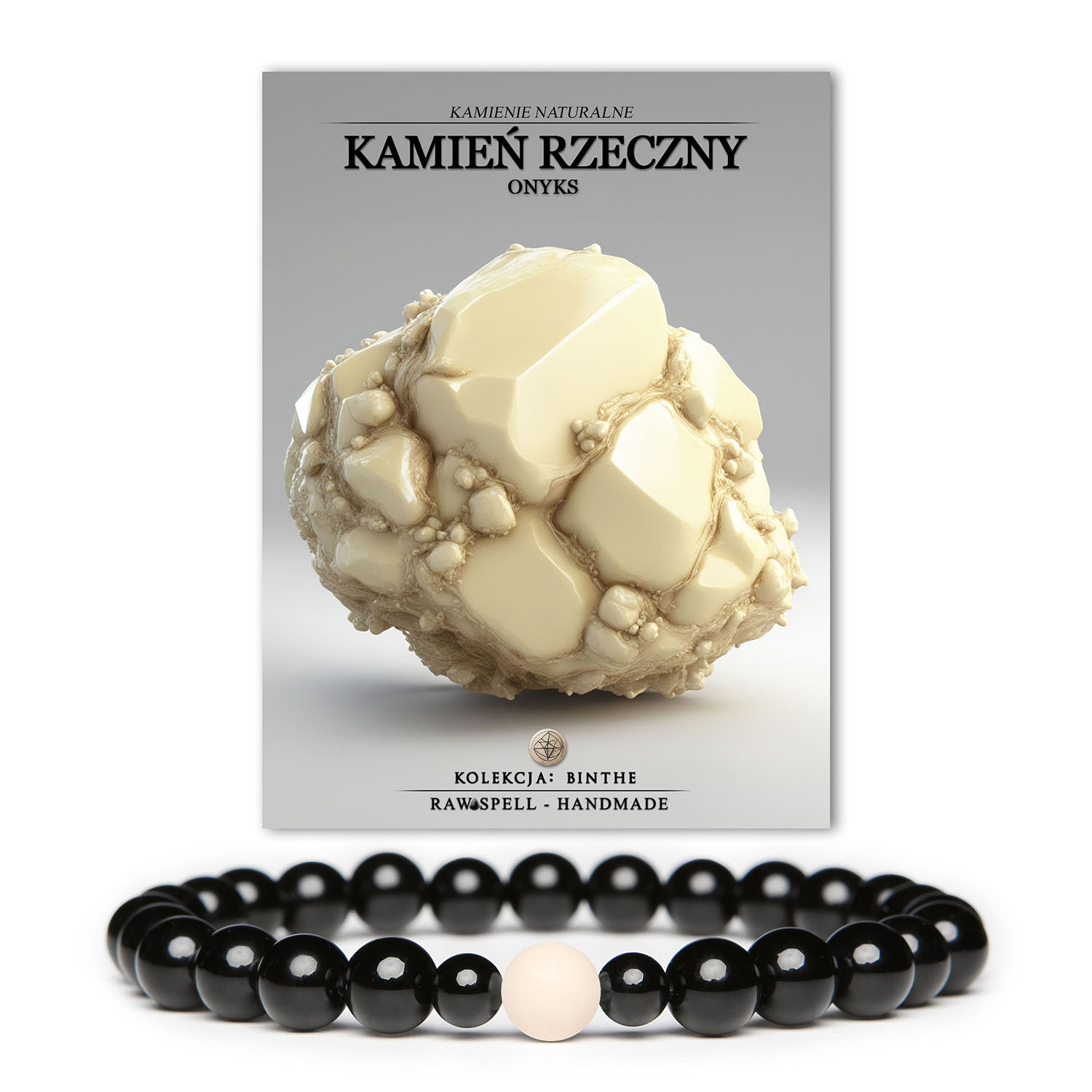 Damska i męska bransoletka z kolekcji Binthe z kamieniem rzecznym oraz onyksowym.
