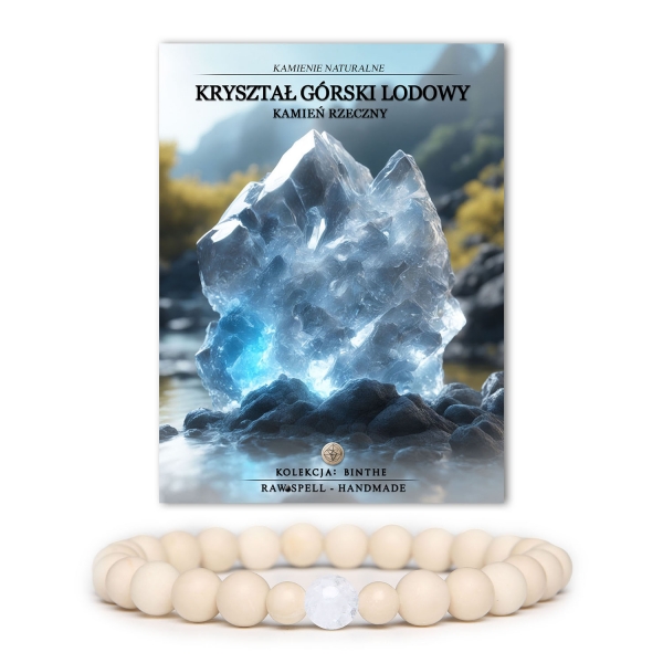 Bransoletka z kolekcji Binthe z naturalnymi kamieniami: Kryształ Górski Lodowy i Kamień Rzeczny, dostępna w wersji damskiej i męskiej.