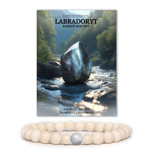Bransoletka Binthe z labradorytem i kamieniem rzecznym, idealna dla każdej płci, łącząca styl z naturalnym pięknem.