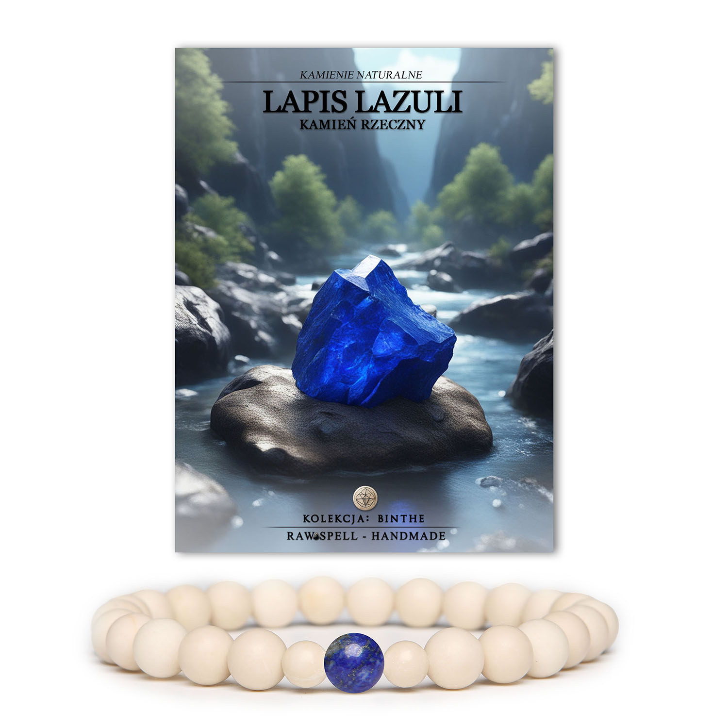 Bransoletka z kolekcji Binthe, kamień rzeczny, męski: Bransoletka z kolekcji Binthe, wyrażająca się w użyciu kamienia rzecznego w męskim kolorze, dla mężczyzny.