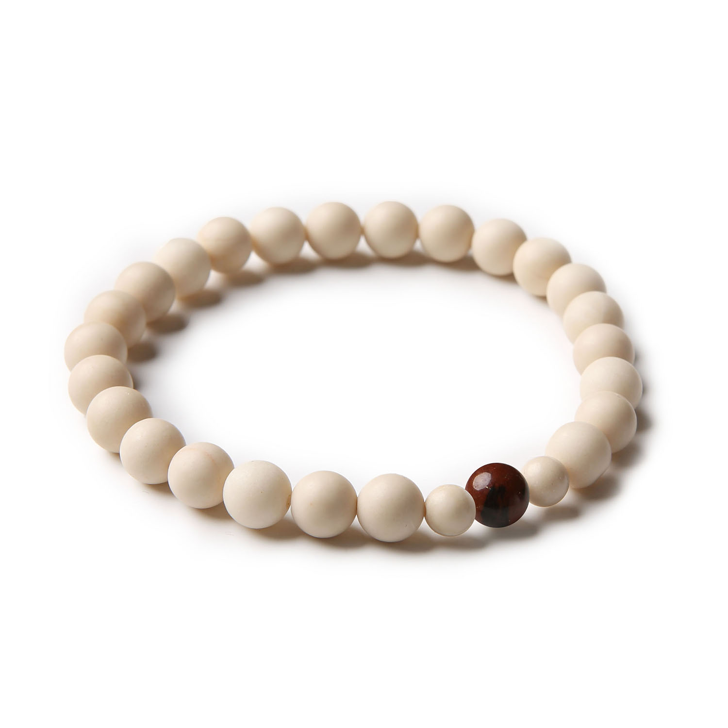 Bransoletka damska i męska z kolekcji Binthe, wykonana z naturalnych kamieni: brązowego obsydianu i kamieni rzecznych.