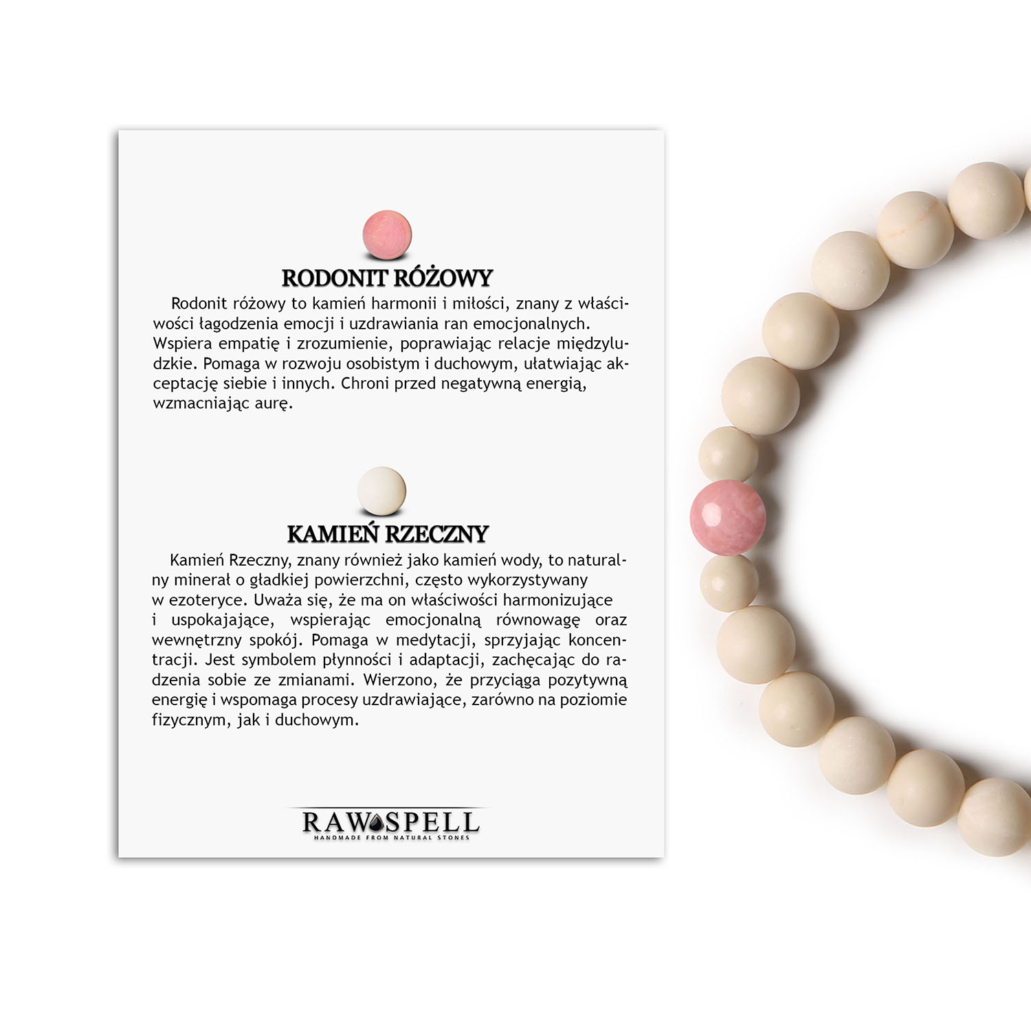 Bransoletka Binthe z Rodonitem Różowym oraz Kamieniem Rzecznym – Idealna dla Każdego! Elegancka bransoletka męska i damska z naturalnych kamieni: różowy rodonit oraz kamień rzeczny z kolekcji Binthe.