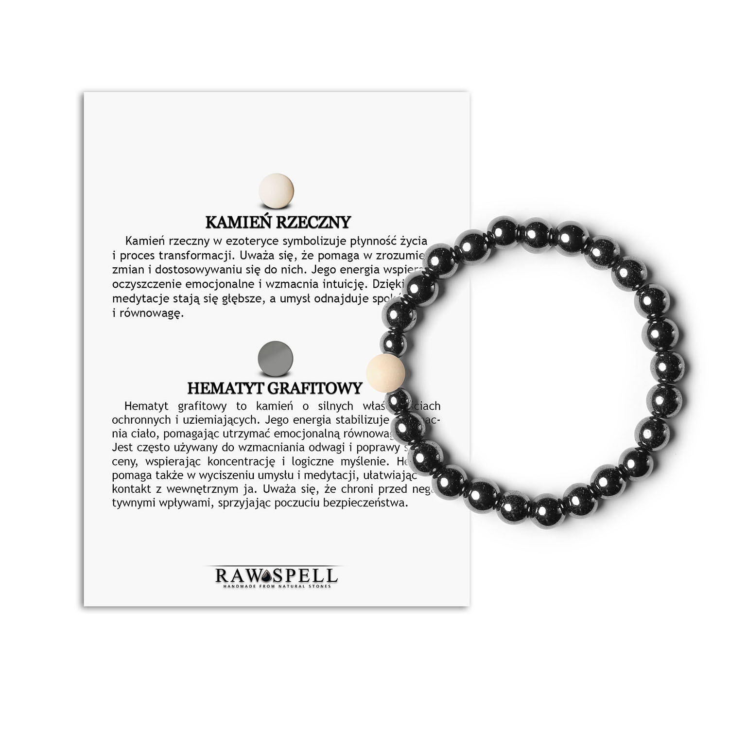 Bransoletka Binthe z kamieniem rzecznym i hematytem grafitowym - połączenie elegancji dla każdego Elegancka bransoletka z naturalnych kamieni - kolekcja Binthe z kamieniem rzecznym i hematytem grafitowym, doskonała dla każdego.