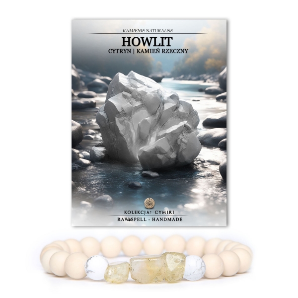 Bransoletka z kolekcji Cymiri, stworzona z Howlitu, Cytrynu i Kamienia Rzecznego, dostępna dla mężczyzn i kobiet.