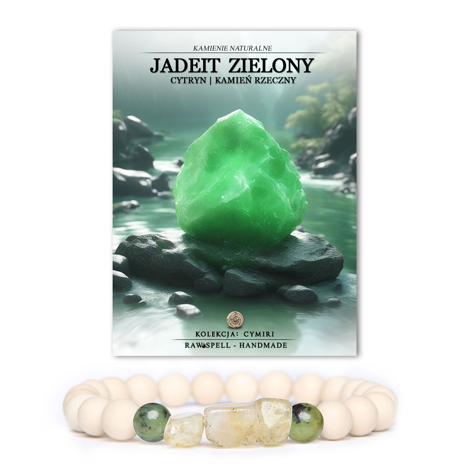 Stylowa bransoletka z jadeitami, cytrynem i kamieniem rzecznym z kolekcji Cymiri, dostępna dla obu płci.