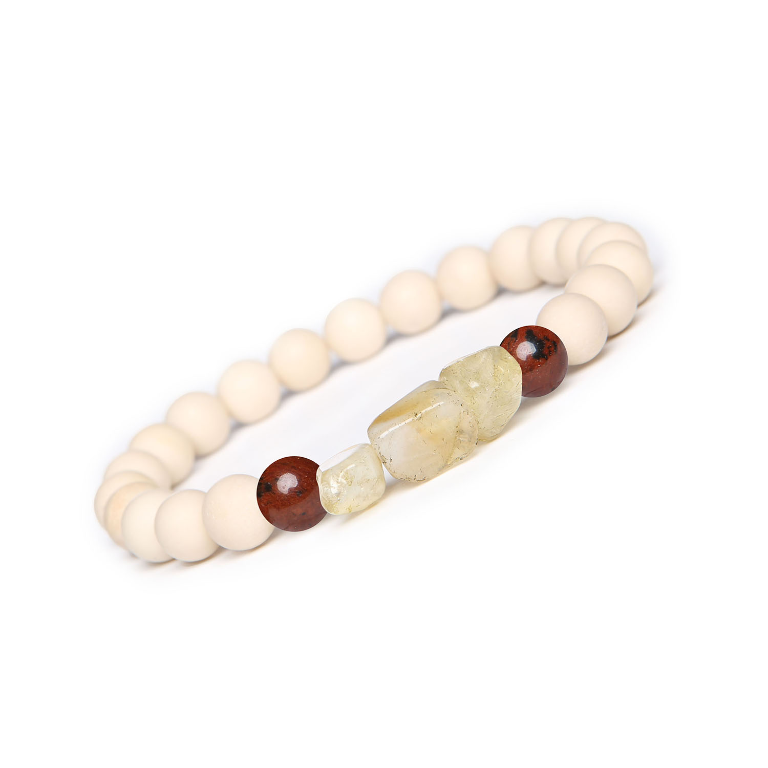 Bransoletka Cymiri z kamieni naturalnych dla wszystkich! Obsydian brązowy, cytryn i kamień rzeczny. Styl i harmonia w jednym Stylowa bransoletka Cymiri z kamieni naturalnych, składająca się z brązowego obsydianu, cytrynu oraz kamienia rzecznego, doskonała dla obojga płci.