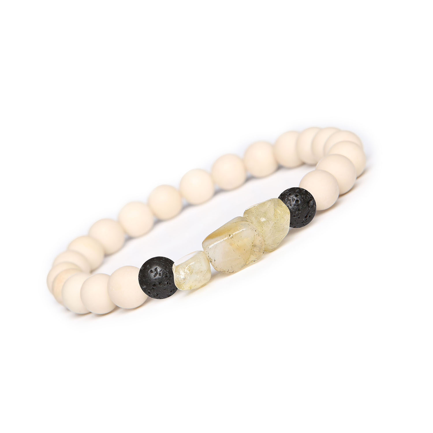 Bransoletka Cymiri z kamieni naturalnych lawa wulkaniczna, cytryn, kamień rzeczny. Idealna dla Mężczyzn i Kobiet Bransoletka z kolekcji Cymiri, z kamieni naturalnych: Lawa Wulkaniczna, Cytryn, Kamień Rzeczny - modny dodatek dla każdego.