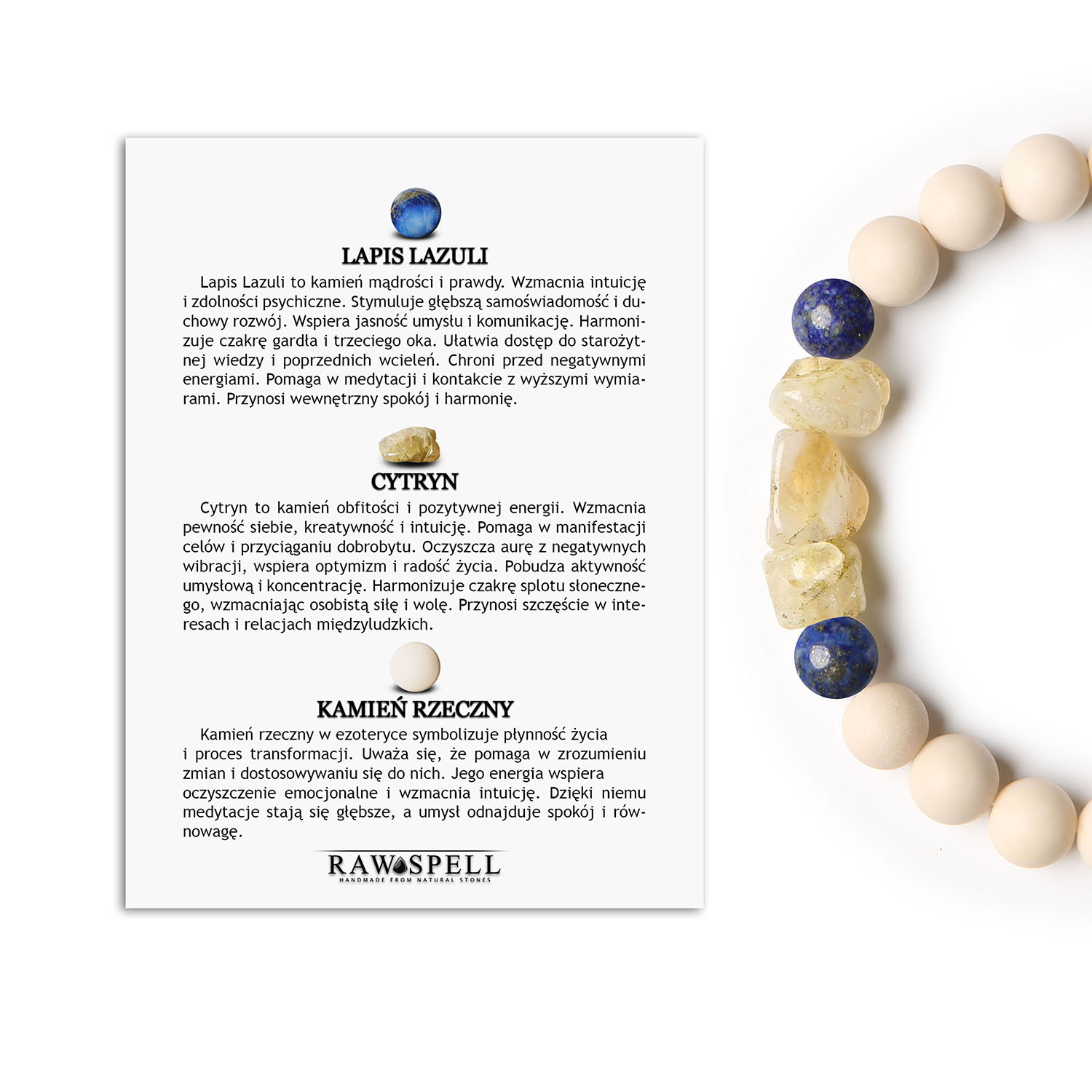 Bransoletka Cymiri z naturalnych kamieni Lapis Lazuli, Cytryn, Kamień Rzeczny. Klasyka dla Mężczyzn i Kobiet Kolekcjonerska bransoletka z naturalnych kamieni - Lapis Lazuli, Cytryn i Kamień Rzeczny - z kolekcji Cymiri, dla każdego kto ceni wyjątkowy styl.