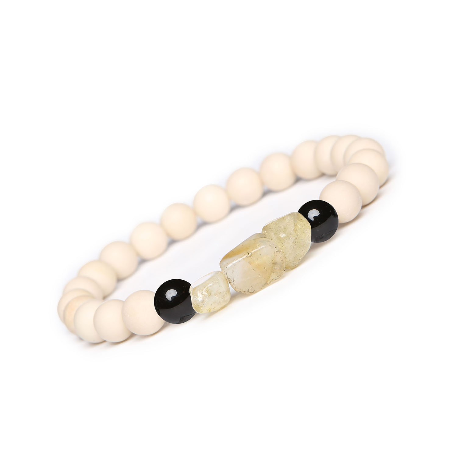 Bransoletka Cymiri z naturalnych kamieni Onyks, Cytryn, Kamień Rzeczny. Idealna dla Mężczyzn i Kobiet. Sprawdź już dziś Elegancka bransoletka z onyksu, cytrynu i kamienia rzecznego z kolekcji Cymiri, odpowiednia zarówno dla mężczyzn, jak i kobiet.