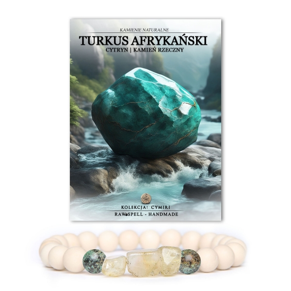 Elegancka bransoletka z kamieni naturalnych w kolekcji Cymiri, zawierająca Turkus Afrykański, Cytryn i Kamień Rzeczny, dostępna dla wszystkich płci.