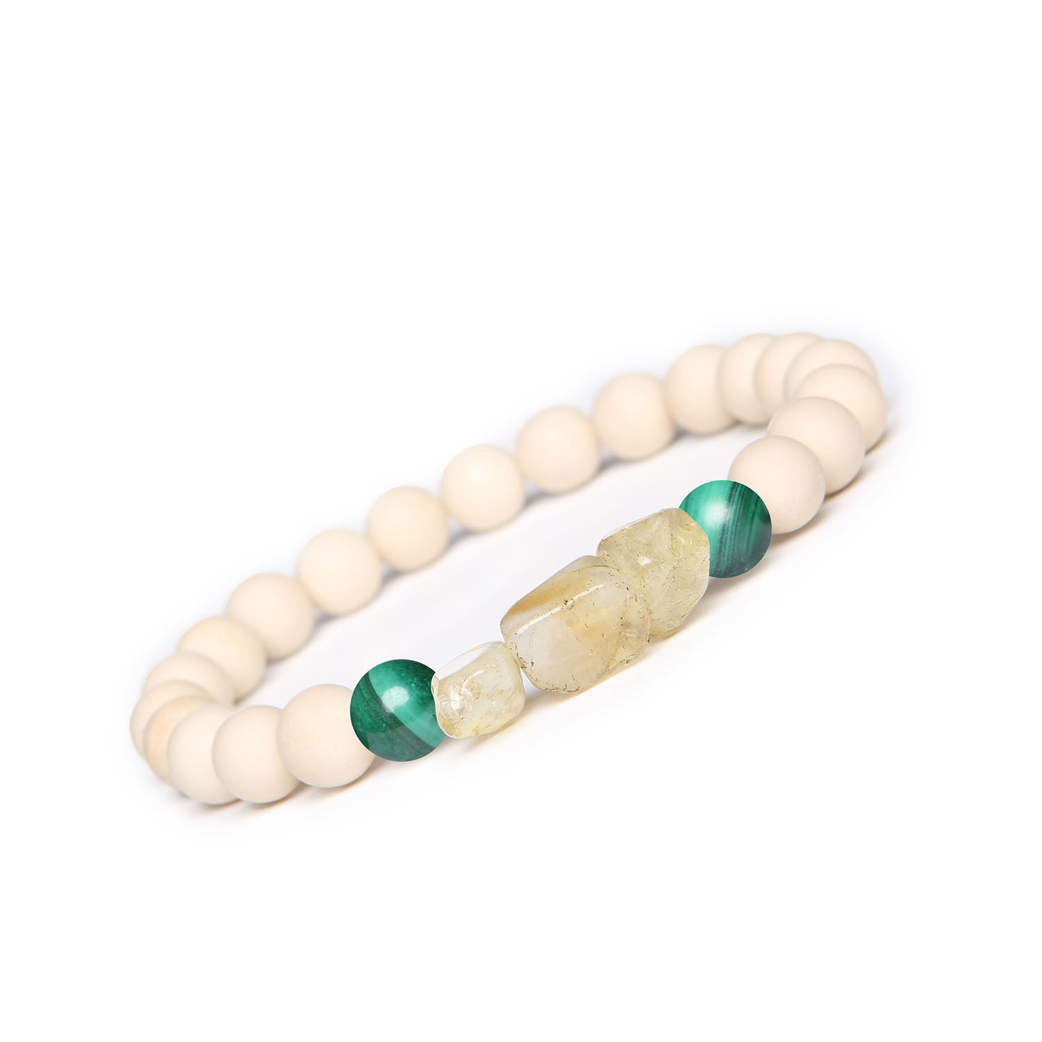 Bransoletka Cymiri – naturalne kamienie malachit, cytryn, kamień rzeczny. Idealna dla Mężczyzn i Kobiet! Elegancka bransoletka z kolekcji Cymiri z naturalnych kamieni, w tym malachitem, cytrynem i kamieniem rzecznym - oferta dla kobiet i mężczyzn.