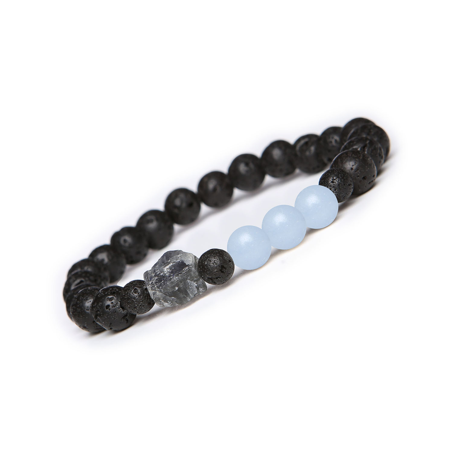 Bransoletka Derdr Angelit z Peru, Labradoryt i Lawa Wulkaniczna – naturalne kamienie dla kobiet i mężczyzn. Unikalny styl na każdą okazję Bransoletka Derdr z kamieniami naturalnymi: angelit z Peru, labradoryt oraz lawa wulkaniczna - unisex, pasująca do każdego stylu.