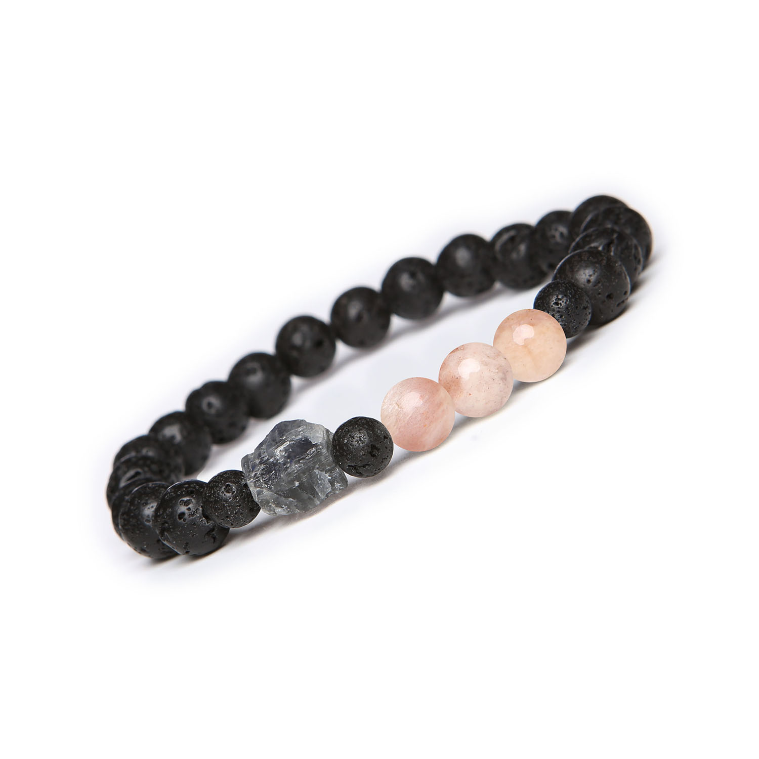 Bransoletka Derdr Kamień Słoneczny, Labradoryt, Lawa Wulkaniczna. Naturalne kamienie dla kobiet i mężczyzn Bransoletka z naturalnych kamieni – Kamień Słoneczny, Labradoryt, Lawa Wulkaniczna, z kolekcji Derdr, odpowiednia dla każdego.