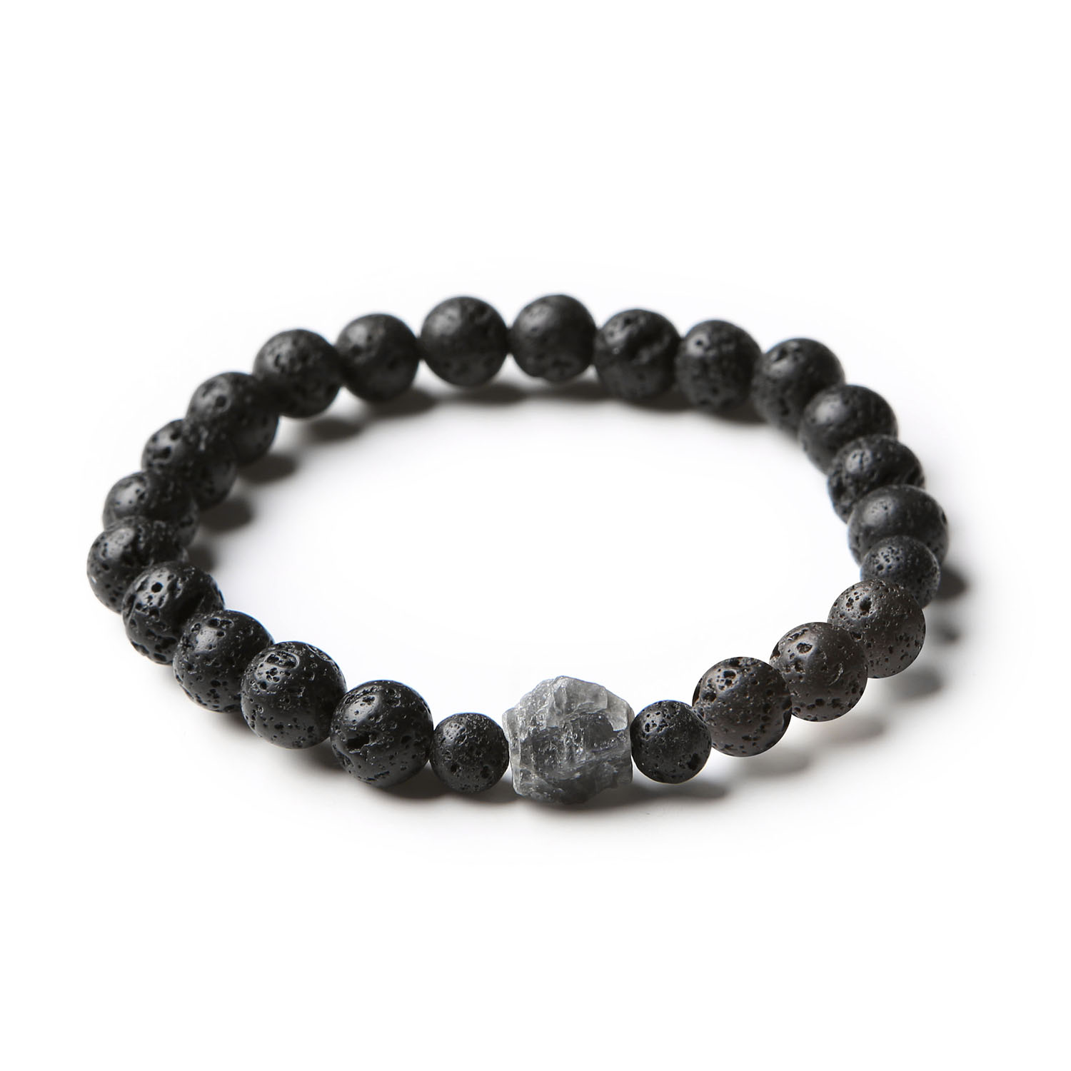 Modna bransoletka z kolekcji Derdr, z lawą wulkaniczną oraz labradorytem, odpowiednia zarówno dla kobiet, jak i mężczyzn.